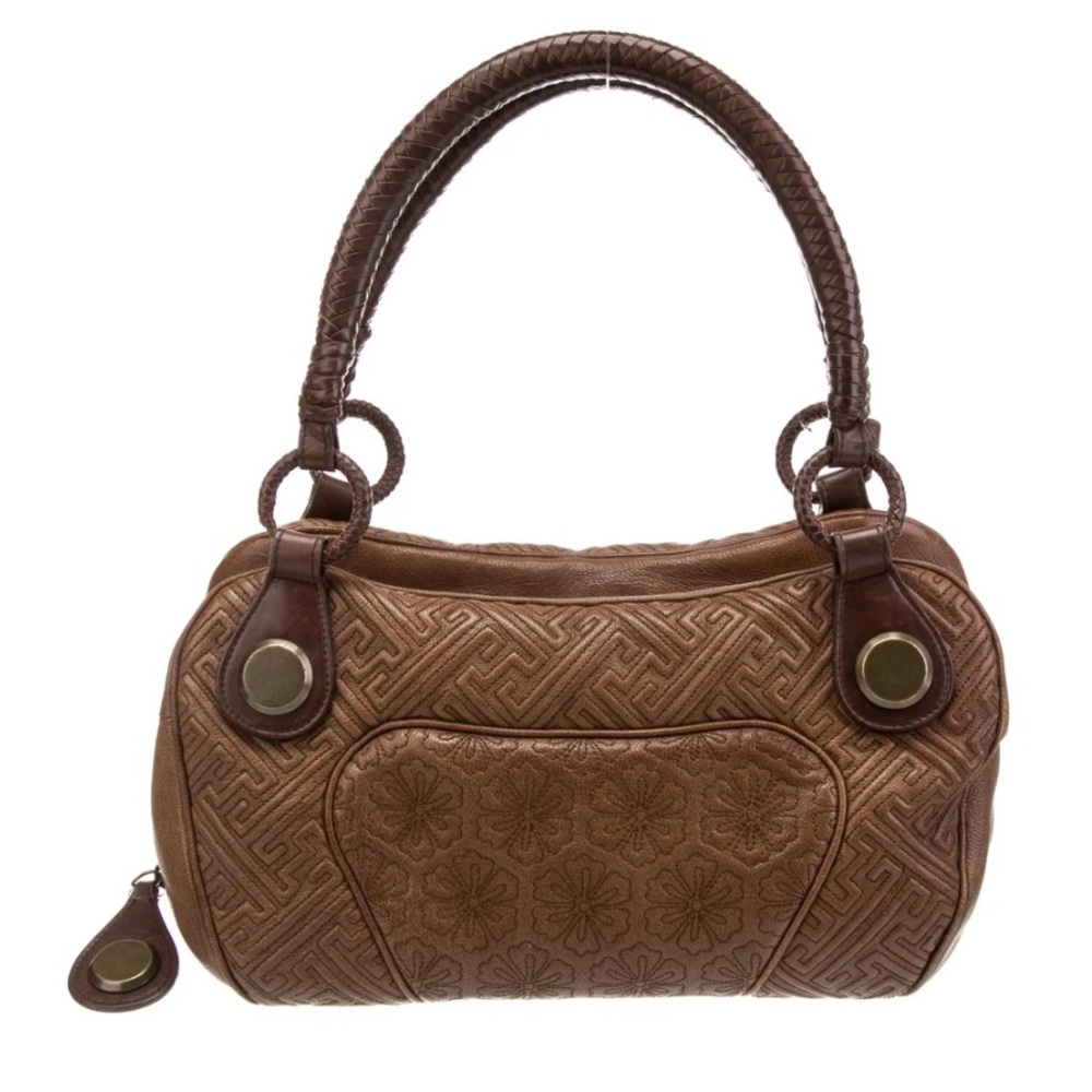Alexander McQueen Tan Leather Embroidered Shoulder Bag